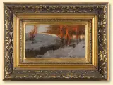 PEJZAŻ ZIMOWY by Roman Kochanowski, olej, deska, sold Dec 2008