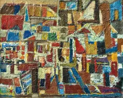 Tadeusz Lapinski, WARSZAWSKIE FRAGMENTY, 1955, olej, płótno