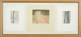 trzy grafiki współoprawne by Autor nierozpoznany, akwaforta barwna, papier, sold Oct 2008
