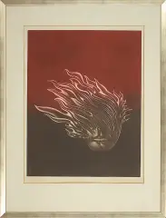 Mieczysław Majewski, Płonąca głowa, 1974, mezzotinta barwna, papier