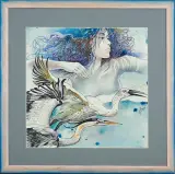 Tańcząca z ptakami by Anna Ewa (Hannah) Miarczyńska, 2008, technika mieszana, papier, sold Oct 2008