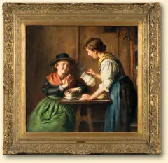Emma von Müller, WIZYTA, olej, płótno