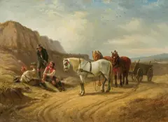 Edmund Dittmann, PRZERWA W PODRÓŻY, olej, płótno