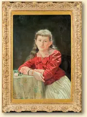 Georg Sassnick, DZIEWCZYNKA Z RÓŻĄ, 1892, olej, płótno