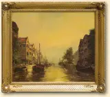 Gerhard Dickmeis, KANAŁ W AMSTERDAMIE, olej, płótno