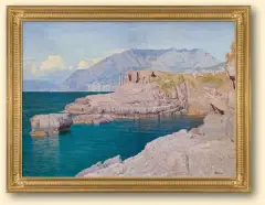 Edward Okuń, RUINY NAD MORZEM, 1914, olej, płótno