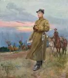 PORTRET KAPITANA ANTONIEGO DUDZIŃSKIEGO by Wojciech Kossak, 1938, olej, płótno, sold Oct 2008