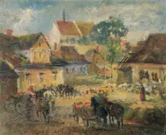 RYNEK W KAZIMIERZU by Jan Betley, 1941, olej, płótno, sold Oct 2008