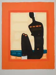 Jerzy Nowosielski, Czarna pływaczka, 1997, serigrafia barwna, papier jasnoszary