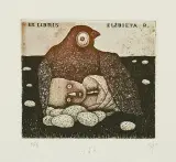 Stasys Eidrigevičius, Ex libris Elżbieta R.[oszkowska], 1976, akwatinta, papier