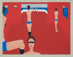 Jerzy Nowosielski, Dziewczyny na statku, 1997, serigrafia barwna, papier
