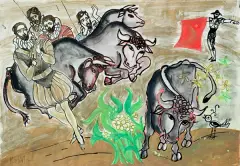 Katarzyna Orthwein, Projekt ilustracji z corridą, 2000, akwarela, gwasz, tusz pióro, papier