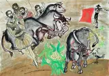 Katarzyna Orthwein, Projekt ilustracji z corridą, 2000, akwarela, gwasz, tusz pióro, papier