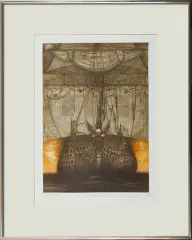 Narrenshiff by Barbara Rosiak, 1988, akwaforta barwna, papier kremowy, sold Aug 2008
