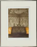 Barbara Rosiak, Narrenshiff, 1988, akwaforta barwna, papier kremowy
