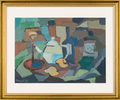 Fryderyk Antoni Hayder, Martwa natura z lampą i imbrykiem, 1970, olej, tektura