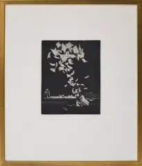 Jacek Gaj, „Auto da fé” Canetti’ego, 1967, akwaforta, mezzotinta, papier kremowy