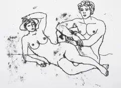 Katarzyna Orthwein, Para na plaży, 2007, monotypia, papier