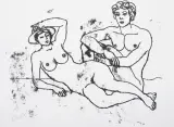 Katarzyna Orthwein, Para na plaży, 2007, monotypia, papier