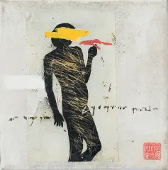 Anna Mikke, AKT, collage, płótno