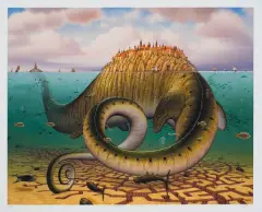 Jacek Yerka, Brontosaurus civitas, 2004, giclée, papier