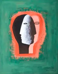 Jolanta Johnsson, PORTRET NAPRZECIW, 1998, gwasz, tusz pędzel, karton