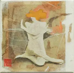 Anna Mikke, AKT, 2005, collage, papier naklejony na płótno