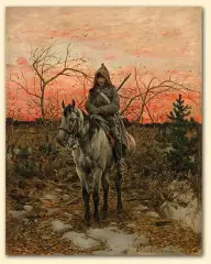 Alfred Wierusz-Kowalski, NA STANOWISKU, ok. 1880, olej, deska