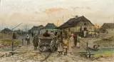 Franz Streitt, W MAŁYM MIASTECZKU, przed 1888, olej, deska