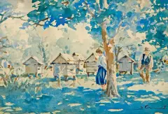 W PASIECE by Stanisław Gibiński, przed 1939, akwarela, papier, sold Jun 2008
