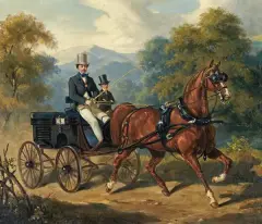 Juliusz Kossak, PRZEJAŻDŻKA POWOZEM, 1852, olej, płótno