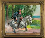 Z ROZKAZEM, 1933 (?) by Wojciech Kossak, olej, tektura, sold Jun 2008