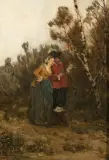Heinrich Breling, NA PRZECHADZCE, 1877, olej, deska