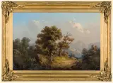 Guido Hampe, PEJZAŻ Z GÓRSKĄ DROGĄ, 1868, olej, płótno