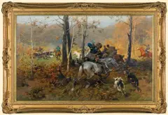 Józef Brandt, POLOWANIE, ok. 1890, olej, płótno