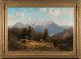 Ernst von Raven, PEJZAŻ ALPEJSKI, 1860, olej, płótno