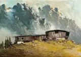 Georg Arnold, CHATA W GÓRACH, po 1950, olej, płótno