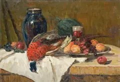 Hans Gleissner, MARTWA NATURA Z BAŻANTEM, olej, płótno