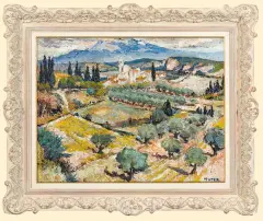 Mela - (Melania Mutermilch) Muter, PEJZAŻ Z POŁUDNIOWEJ FRANCJI, ok. 1930, olej, tektura