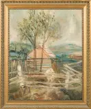 PEJZAŻ Z ZAGRODĄ by Zygmunt Menkes, olej, płótno, sold Jun 2008