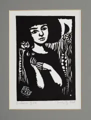 Jerzy Duda-Gracz, Dziewczyna z różą, z cyklu Judaica, 1964, linoryt, papier