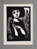 Dziewczyna z różą, z cyklu Judaica by Jerzy Duda-Gracz, 1964, linoryt, papier, sold May 2008