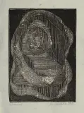 Marian Malina, Kompozycja, 1958, drzeworyt,papier krem. żeberk