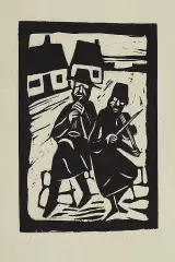 Jerzy Duda-Gracz, Dwaj grajkowie, z cyklu Judaica, 1964, drzeworyt, papier