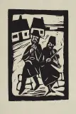 Dwaj grajkowie, z cyklu Judaica by Jerzy Duda-Gracz, 1964, drzeworyt, papier, sold Apr 2008
