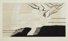 Edmund Piotrowicz, Białe drzewo, 1988, sucha igła, mezzotinta barwna, papier kremowy