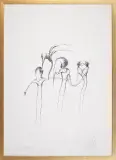 Bożena Wahl, Trzy postaci z ptakiem, 1975, litografia, papier