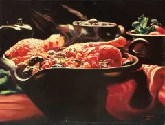 Andrzej Adam Sadowski, MARTWA NATURA Z KURCZĘCIEM, 1976, olej, płótno