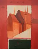Wiesław Szamborski, CHORĄGIEW V, Z KATEDRĄ, 1974, akryl, płótno
