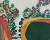 OGRÓD, POCZĄTEK LAT 80. XX WIEKU by Tadeusz Dominiku, olej, płótno, sold Apr 2008